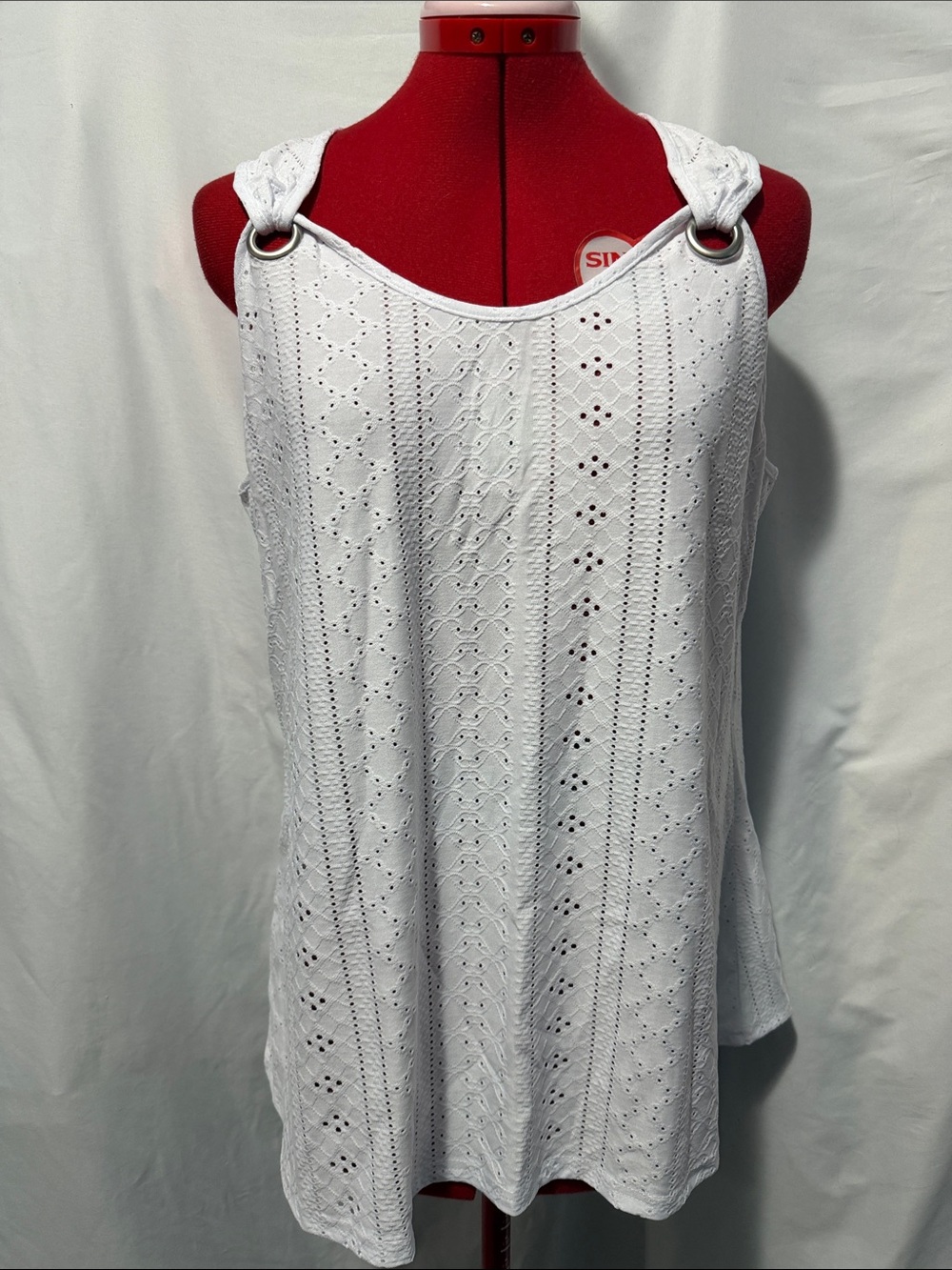 White Eyelet Ring-Strap Camisole